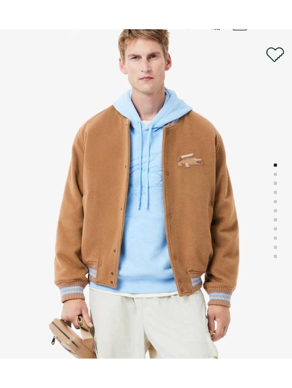 LACOSTE Men's Wool Crocodile Badge Bomber Jacket